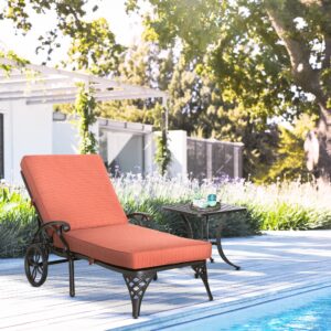 Outsunny Aluminum Adjustable Chaise Lounge Chair, Folding 4-Position Patio Recliner, Wheels, Armrests, Side Table, Cushion for Poolside, Backyard, Deck, Porch Garden, Red