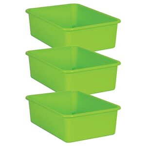 teacher created resources tcr20409-3 plastic storage bin, large, 16.25-inch x 11.5-inch x 5-inch, lime, pack of 3