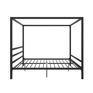 DHP Modern Metal Canopy Platform Bed with Minimalist Headboard and Four Poster Design, Underbed Storage Space, No Box Spring Needed, King, Black