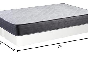 Treaton Twin 9 Inch Hybrid Mattress in a Box for Medium Firm Support, Motion Isolation and Pressure Relief with 8" Split Box Spring Foundation, White