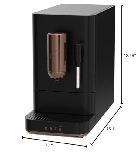 Café Affetto Automatic Espresso Machine + Milk Frother | Built-In & Adjustable Espresso Bean Grinder | One-Touch Brew in 90 Seconds | Matte Black, 1.2 Liter, (C7CEBBS3RD3)