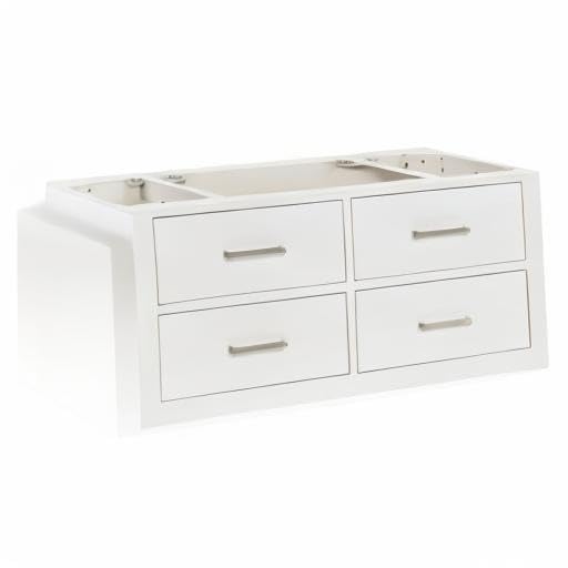 ARIEL 42" White Bathroom Vanity Base Cabinet, Single Sink Configuration, 2 Full Extension Dovetail Drawers, Brushed Nickel