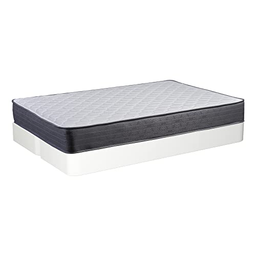 Treaton Twin 9 Inch Hybrid Mattress in a Box for Medium Firm Support, Motion Isolation and Pressure Relief with 8" Split Box Spring Foundation, White