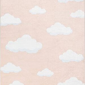 Well Woven Clouds Rug Coral 5' x 7' Apollo Kids Collection