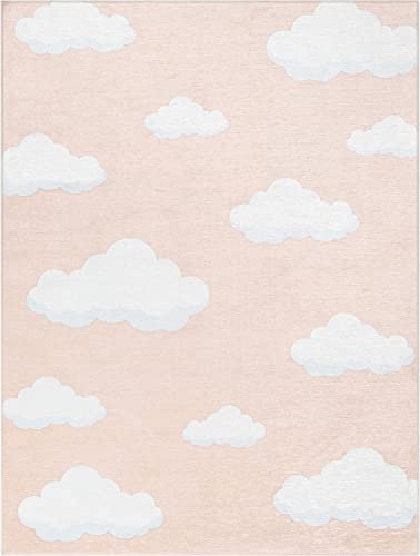 Well Woven Clouds Rug Coral 5' x 7' Apollo Kids Collection