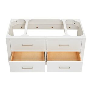 ARIEL 42" White Bathroom Vanity Base Cabinet, Single Sink Configuration, 2 Full Extension Dovetail Drawers, Brushed Nickel