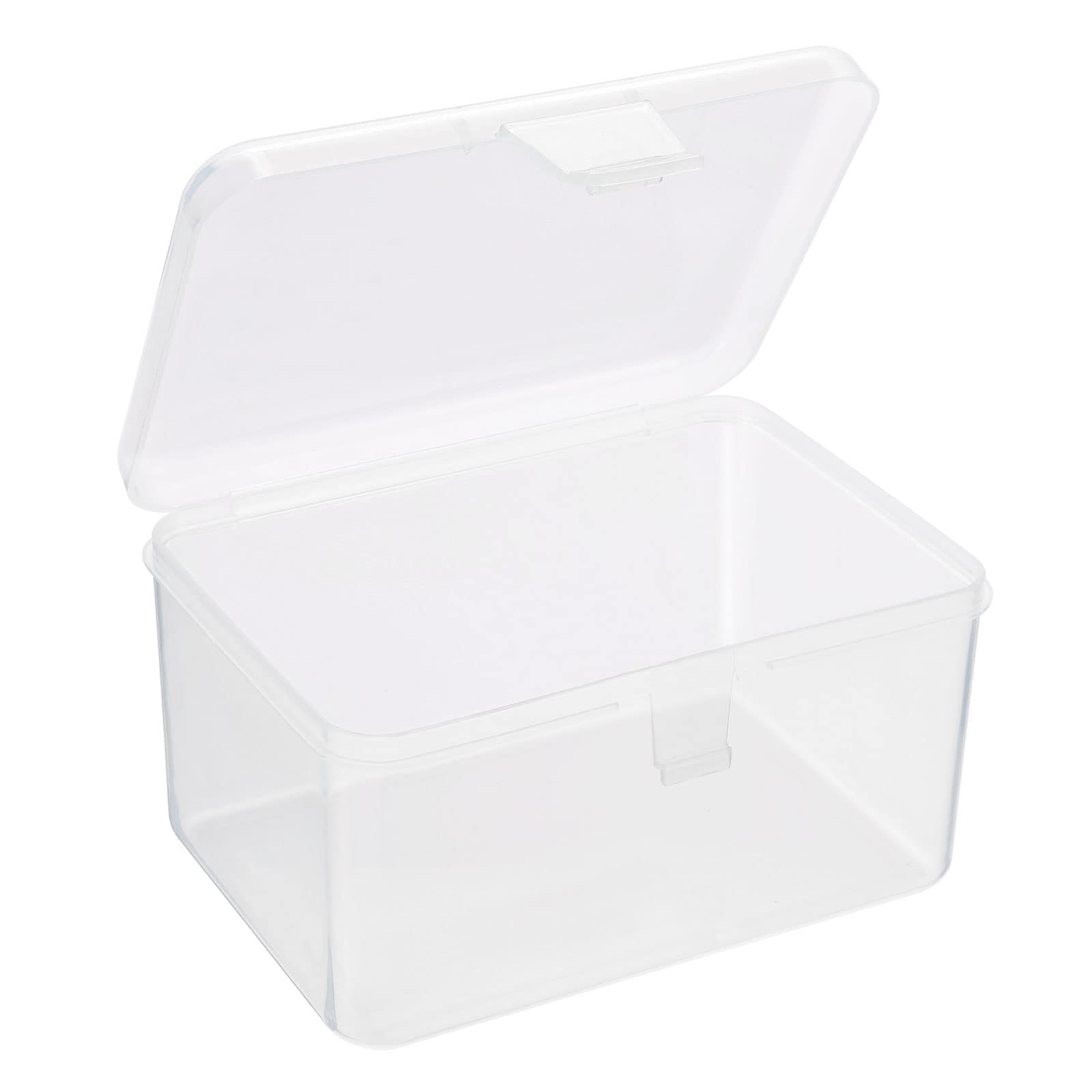 PATIKIL Clear Storage Container with Hinged Lid 120x85x65mm, 4 Pack Plastic Rectangular Box for Beads Art Craft