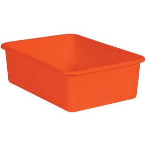 Teacher Created Resources Orange Large Plastic Storage Bin, Pack of 3