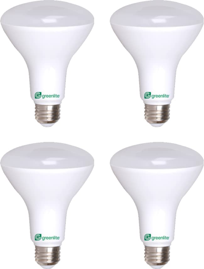 Greenlite LED BR30 Light Bulb, 65W = 8W, Dimmable, 670 Lumens, 3000K, Bright White - 4 Pack