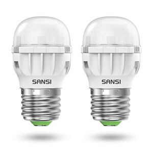 sansi led refrigerator light bulb 45w equivalent, 4w appliance bulb 450 lumens 5000k daylight fridge light bulb, a11 waterproof frigidaire replacement light bulbs, non-dimmable, energy saving, 2-pack