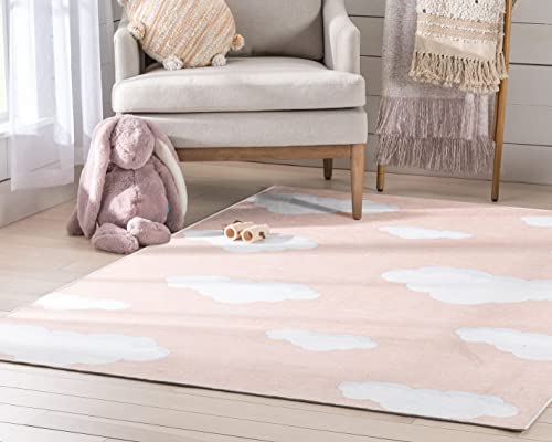 Well Woven Clouds Rug Coral 5' x 7' Apollo Kids Collection