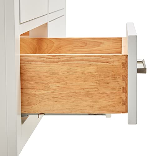 ARIEL 42" White Bathroom Vanity Base Cabinet, Single Sink Configuration, 2 Full Extension Dovetail Drawers, Brushed Nickel