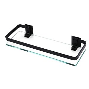 kes bathroom wall shelf aluminum extra thick tempered glass rectangular 1 tier basket wall mounted black, a4126a-bk