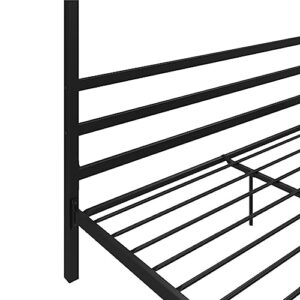 DHP Modern Metal Canopy Platform Bed with Minimalist Headboard and Four Poster Design, Underbed Storage Space, No Box Spring Needed, King, Black