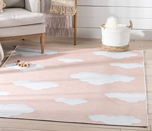 Well Woven Clouds Rug Coral 5' x 7' Apollo Kids Collection