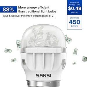 SANSI LED Refrigerator Light Bulb 45W Equivalent, 4W Appliance Bulb 450 Lumens 5000K Daylight Fridge Light Bulb, A11 Waterproof Frigidaire Replacement Light Bulbs, Non-Dimmable, Energy Saving, 2-Pack