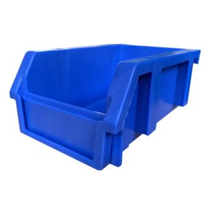 DJC Supply Heavy duty thermoplastic storage bin organizer, Stackable, Hangable, Side-connect (BLUE (8 PACK), SMALL 3.9" X 6.3" X 2.9")