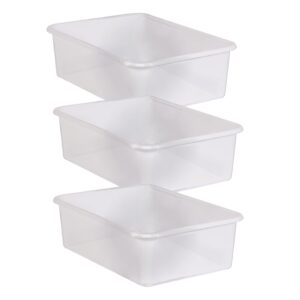 teacher created resources large plastic storage bin, 11.5-inch x 16.25-inch x 5-inch, clear, 3/pack (tcr20456-3)