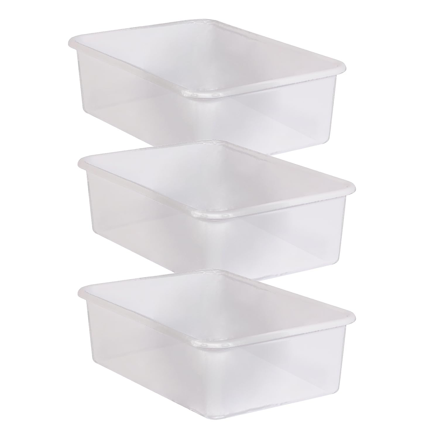 Teacher Created Resources Large Plastic Storage Bin, 11.5-inch x 16.25-inch x 5-inch, Clear, 3/Pack (TCR20456-3)