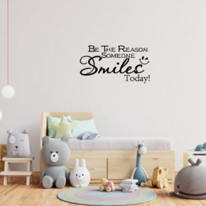 Inspirational Wall Stickers Quotes -Be The Reason Someone Smiles Today- Vinyl Wall Art Decal Positive Removable Decals for Classroom Office Bedroom School Home Decor