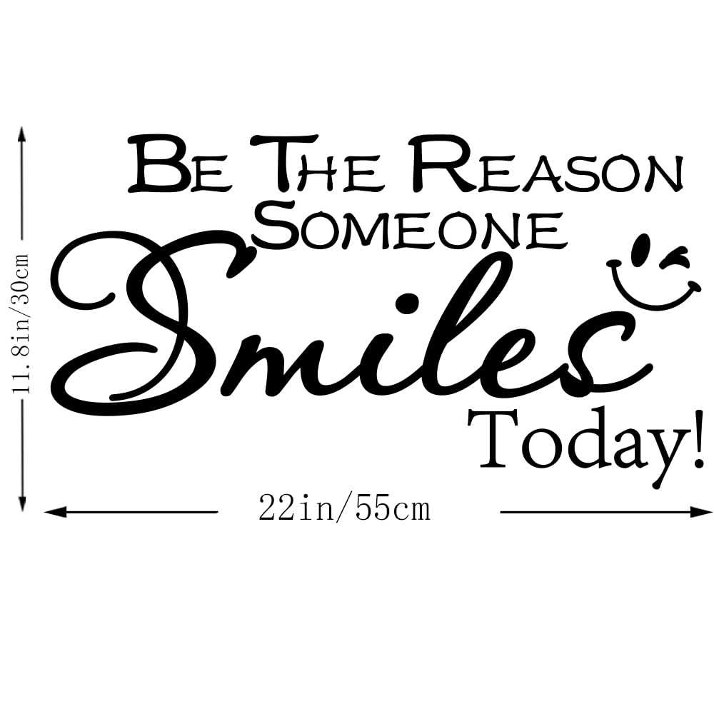 Inspirational Wall Stickers Quotes -Be The Reason Someone Smiles Today- Vinyl Wall Art Decal Positive Removable Decals for Classroom Office Bedroom School Home Decor