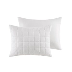 N Natori Cocoon Duvet Classic Box Quilting Design (Insert NOT Included) All Season Soft Oversized Cover for Comforter Bedding Set, Matching Shams, Full/Queen (92 in x 96 in), White 3 Piece