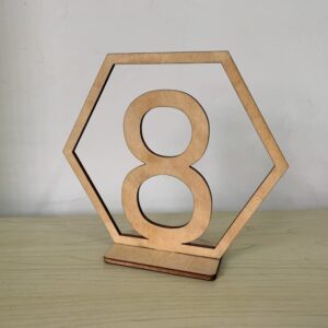 esowemsn 10pcs Wooden Table Numbers 1-10 Hexagon Shape Wedding Table Numbers with Holder Base DIY Floral Table Number Sign Stand for Wedding Party Event Catering Decoration