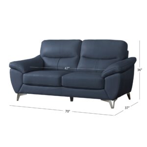 Abbyson Living Cadence Top Grain Leather Sofa, Blue