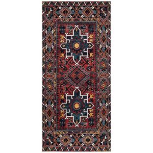 ottomanson machine washable wrinkle free oriental design cotton 3x6 traditional flatweave area rug for living room, bedroom, kitchen, bathroom, 2'7'' x 6', red