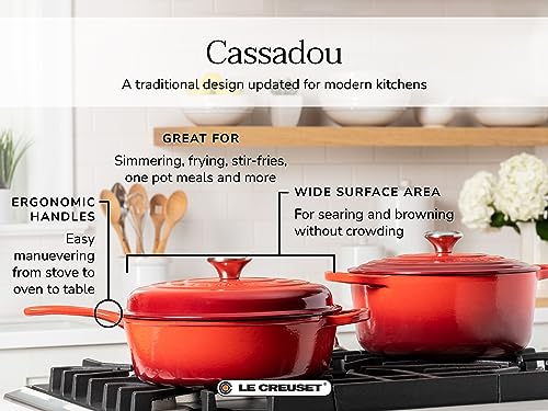 Le Creuset Enameled Cast Iron Signature Cassadou, 3.75 qt., Cerise