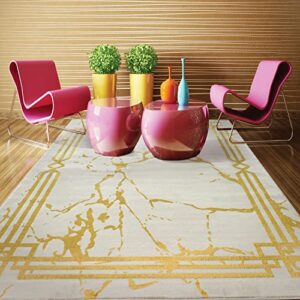 antep rugs babil gold 6x9 abstract marble geometric indoor area rug (beige, 6'7" x 9')