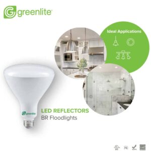 Greenlite LED BR30 Light Bulb, 65W = 8W, Dimmable, 670 Lumens, 3000K, Bright White - 4 Pack