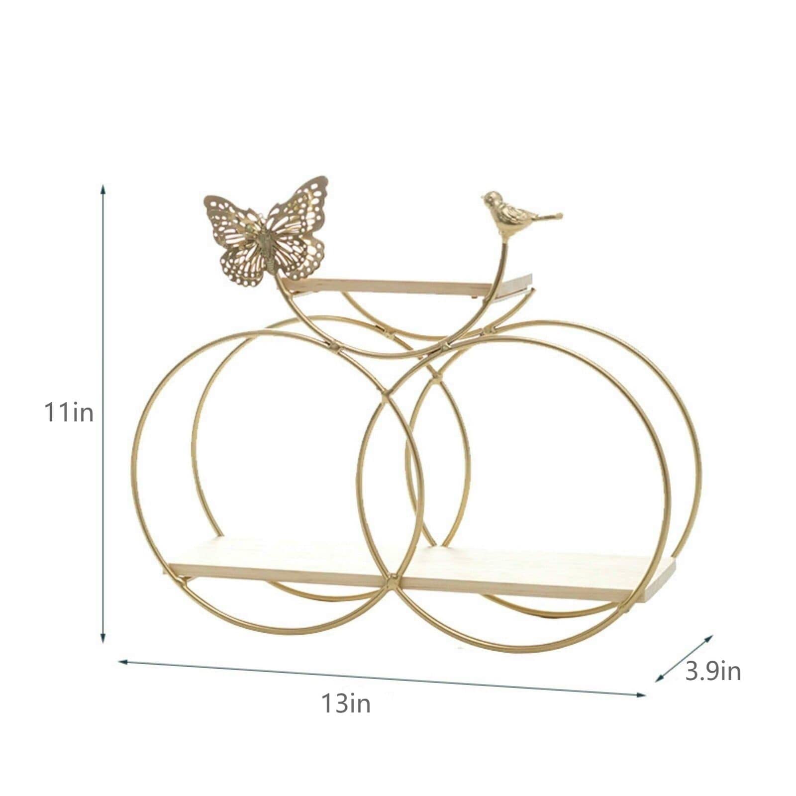 Unknown1 Floating Shelves Wall Mounted Set Golden Color Butterfly Shelf Gold Metal Storage