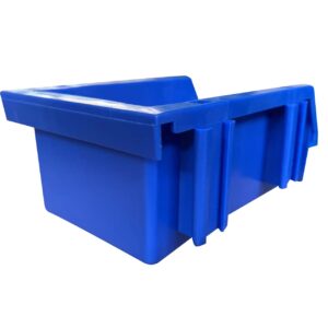 DJC Supply Heavy duty thermoplastic storage bin organizer, Stackable, Hangable, Side-connect (BLUE (8 PACK), SMALL 3.9" X 6.3" X 2.9")