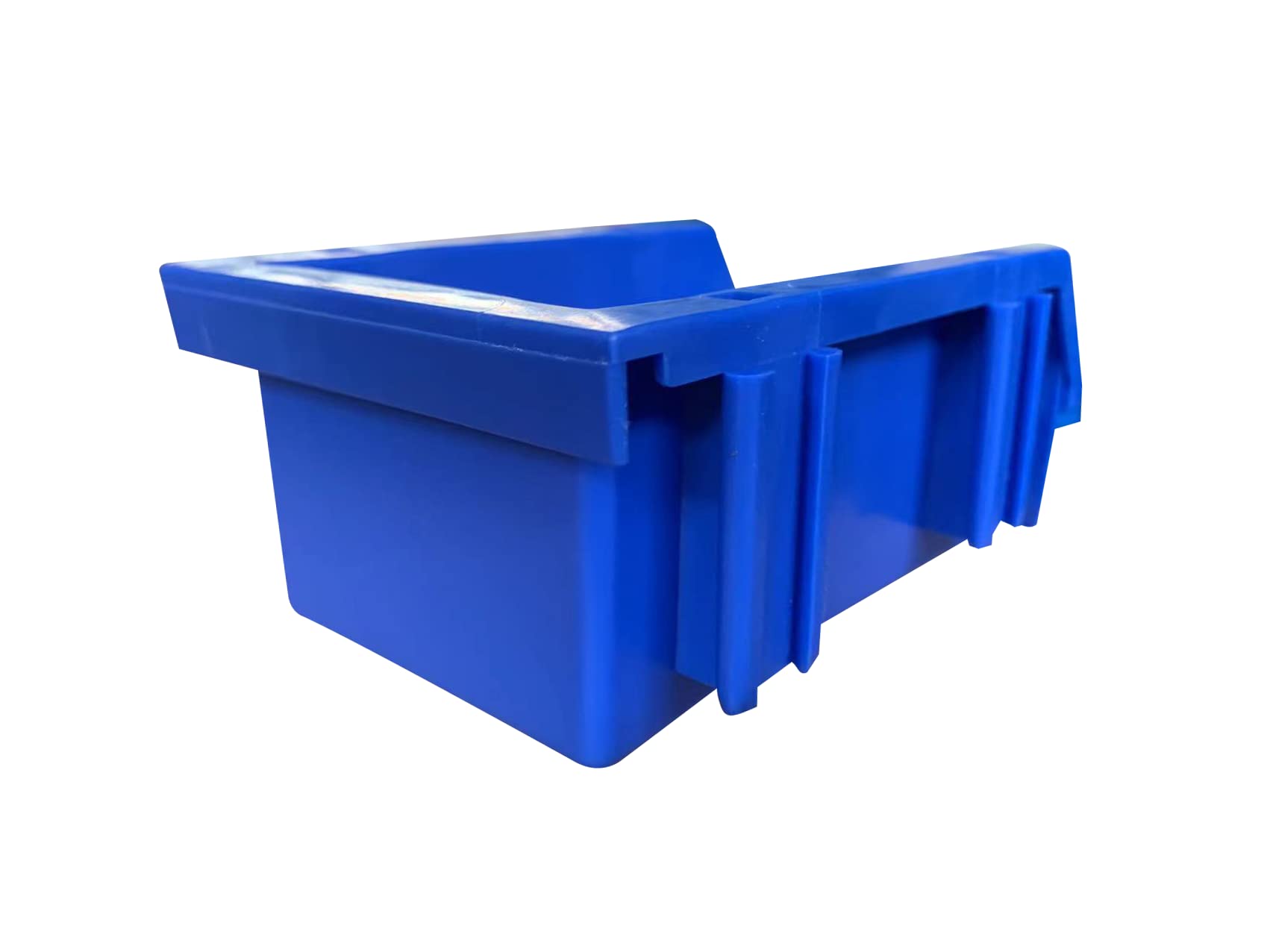 DJC Supply Heavy duty thermoplastic storage bin organizer, Stackable, Hangable, Side-connect (BLUE (8 PACK), SMALL 3.9" X 6.3" X 2.9")