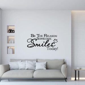 Inspirational Wall Stickers Quotes -Be The Reason Someone Smiles Today- Vinyl Wall Art Decal Positive Removable Decals for Classroom Office Bedroom School Home Decor