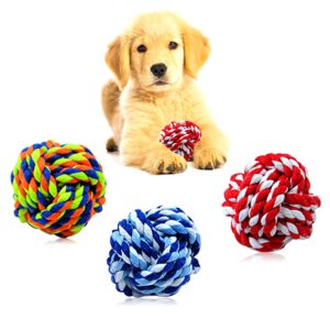 Wellbro Pet Chew Toy, Knots Weave Cotton Rope, Biting Small Ball for Dogs & Cats, 6 in One Pack