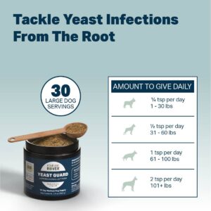 Four Leaf Rover: Yeast Guard - Dog Gut Health Probiotics Support Powder - Organic Herbs for Flora and Immune Support - 7 to 60 Day Supply, Depending on Dog’s Weight - Vet Formulated - for All Breeds