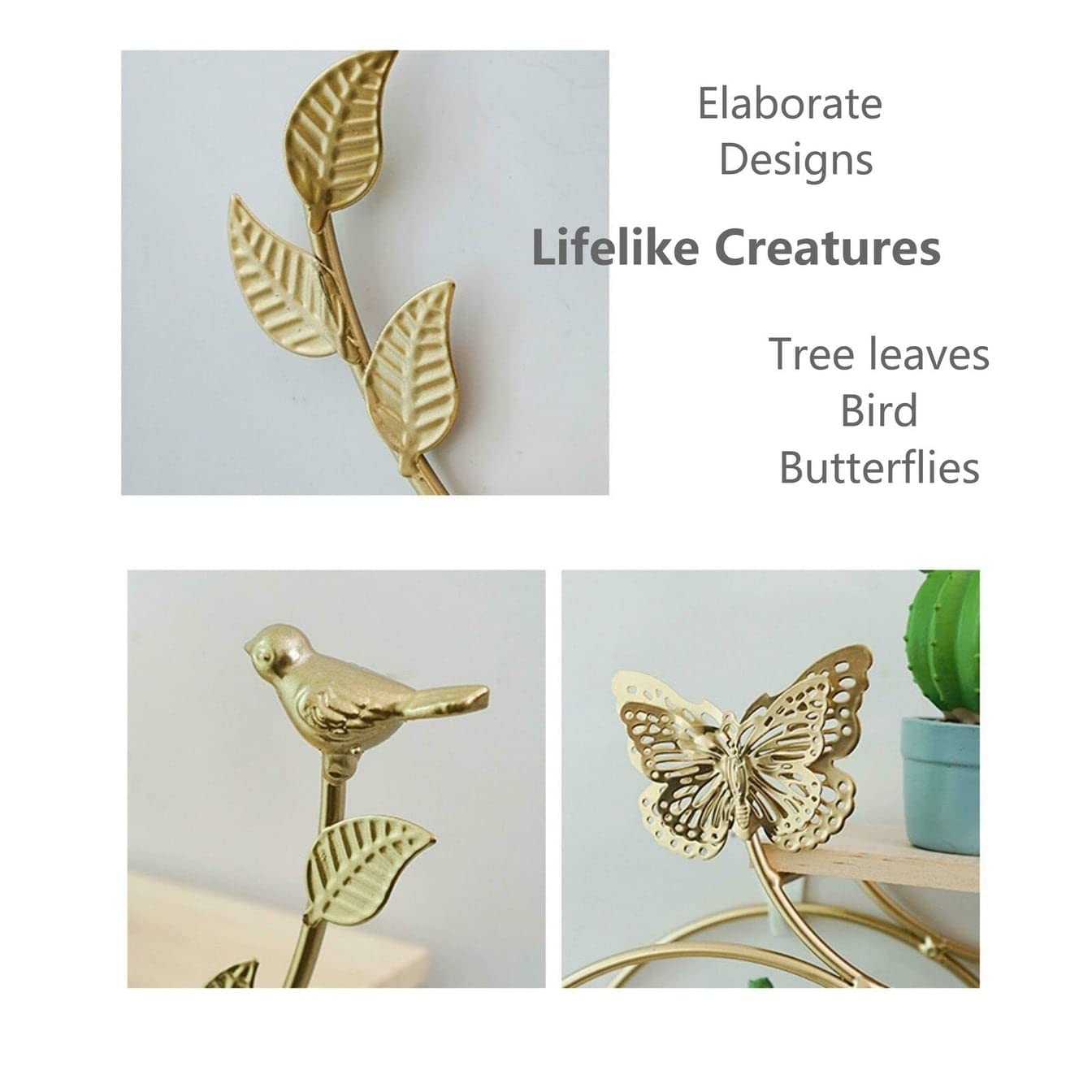 Unknown1 Floating Shelves Wall Mounted Set Golden Color Butterfly Shelf Gold Metal Storage