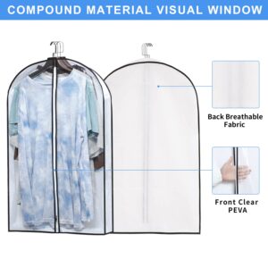 Mskitchen Hanging Clothes Bag with 4" Gusseted Garment Bag (Set of 6) for Storage Suit Bag for Closet Clear Garment Bags Jacket Covers Garment Bags for Suits, Sweaters, Shirts - 24" x 32"x 4"/ 6 Pack