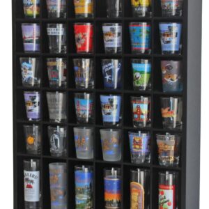 Black Shot Glass Display Case 36 Slots Minifigures Thimble Collection Display Rack Freestanding - No Door (with 1 Row for Tall Shooters)