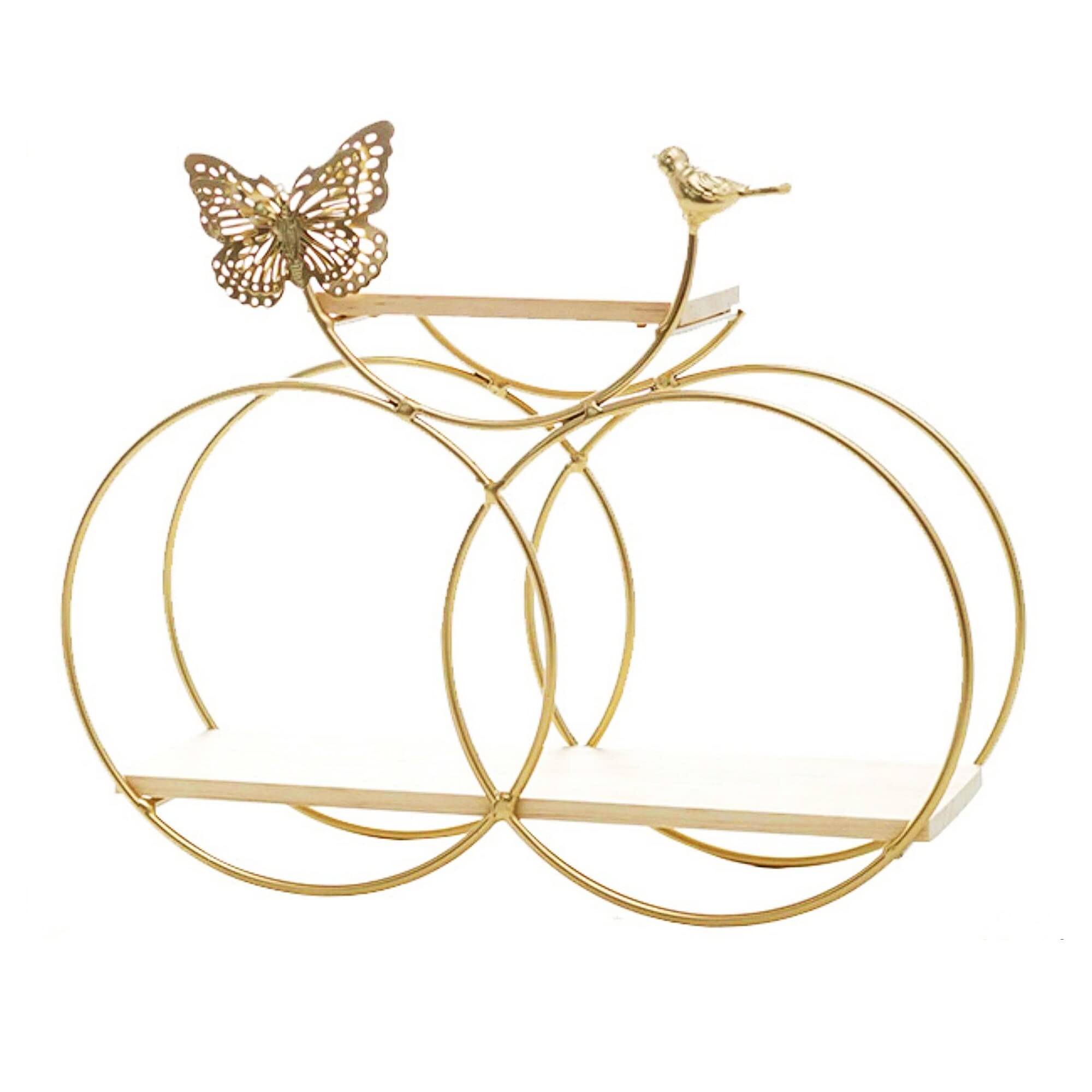 Unknown1 Floating Shelves Wall Mounted Set Golden Color Butterfly Shelf Gold Metal Storage