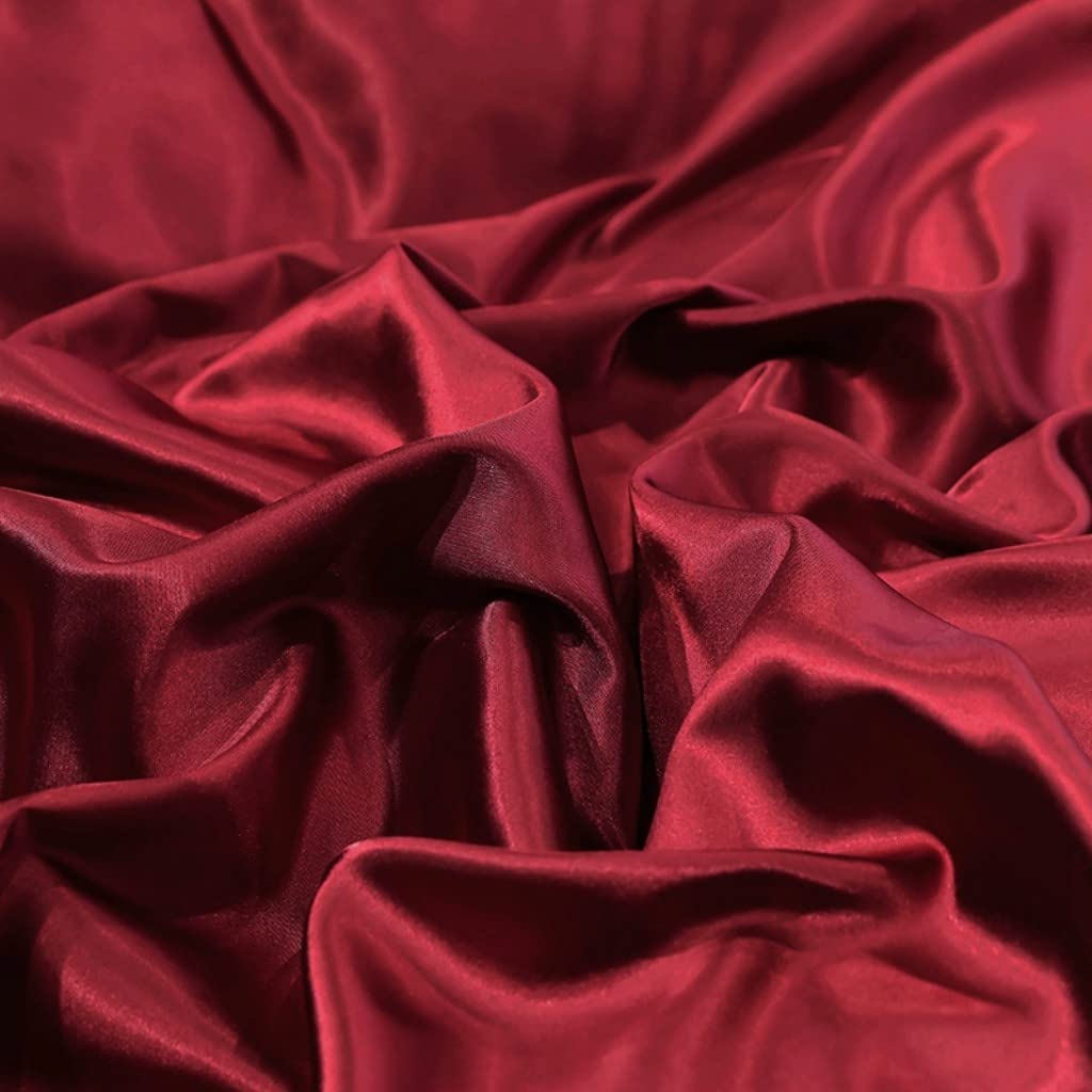 Satin Bedding Set Queen Wine Red Silk Like Satin Duvet Cover Set Luxury Soft Burgundy Comforter Cover Adults Bedroom Decor Chic Luxurious Silky Bedspread Cover Zipper (1 Duvet Cover + 2 Pillow Case)