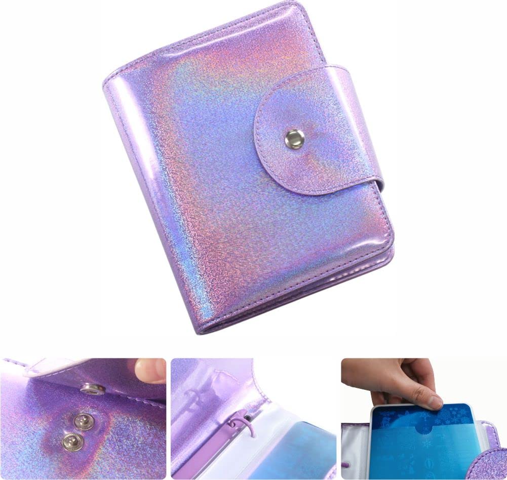 VNC 20 Slots Nail Art Stamp Plate Holder Stamping Plates Storage Bag Cases Rainbow Replaceable XL Plates Big Size 9.5x14.5CM Organizers (A-Purple)