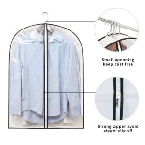 Mskitchen Hanging Clothes Bag with 4" Gusseted Garment Bag (Set of 6) for Storage Suit Bag for Closet Clear Garment Bags Jacket Covers Garment Bags for Suits, Sweaters, Shirts - 24" x 32"x 4"/ 6 Pack