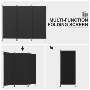 JAXPETY Room Divider Panel 6Ft Privacy Screen Wall Divider 88" W x 73" H Dividers for Room Separation Folding Portable Freestanding Room Partition for Office, Black