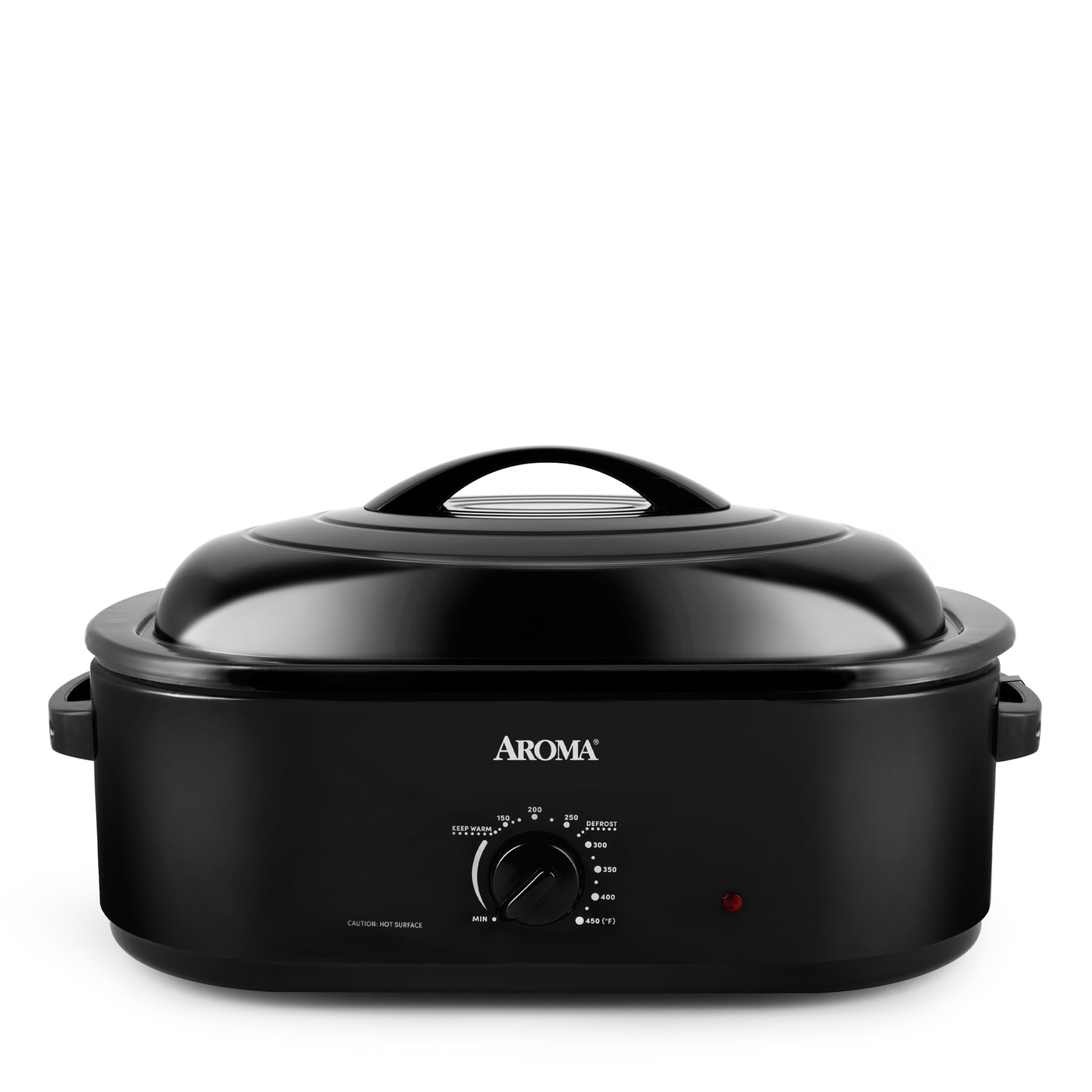 AROMA 18Qt. Roaster Oven with Self-Basting Lid, Fits 22-lb. Turkey, Adjustable Temperature Settings, Keep Warm Setting, Black (ART-718B)