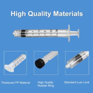 50 Pcs - 3ml Syringes with 14ga, 20ga,21ga, 23ga Blunt Tip Needles With Syringe Caps and Needle Caps for Refilling and Measuring Liquids, Oil or Glue Applicator