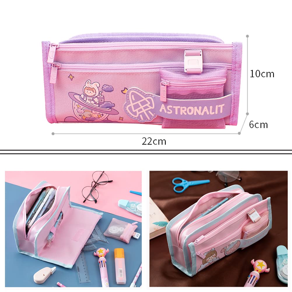 MOMEITU Kawaii Pencil case Kawaii School Supplies Cute Pencil case Large Capacity Pencil case Cute Pencil case Kawaii(Purple Planet)