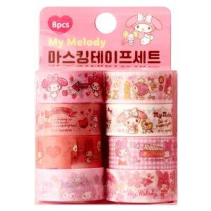 [8-in-1] my melody cute adorable pink assorted masking tape set